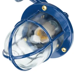 Außenleuchte Wand IP64 E27 Glas Messing Maritim Blau