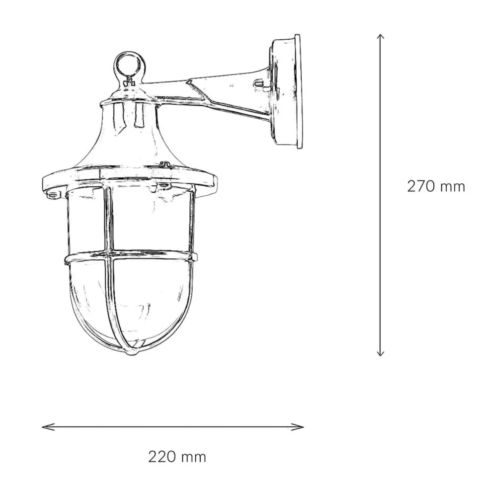 Außenleuchte Wand IP64 E27 Glas Messing Maritim Blau