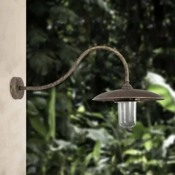 Außenleuchte Wand IP44 E27 Glas Messing massiv Maritim