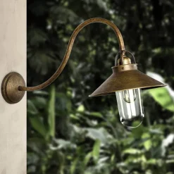 Außenleuchte Wand IP44 E27 in Bronze Antik matt Echt-Messing