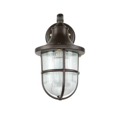 Außenleuchte Wand IP64 E27 Rostbraun antik Echt-Messing Maritim