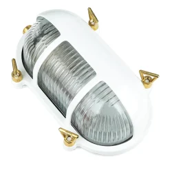 Außenleuchte Wand IP64 Messing Riffelglas Maritim E27