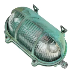 Außenleuchte Wand Maritim Grün Messing Glas IP64