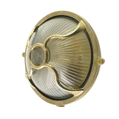 Außenleuchte Wand Messing Glas D: 17,5 cm IP64 E27 rund