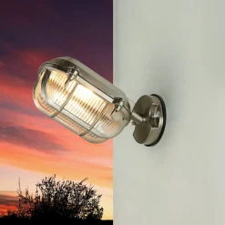 Außenleuchte Wand Messing Glas IP64 E27 in Antik