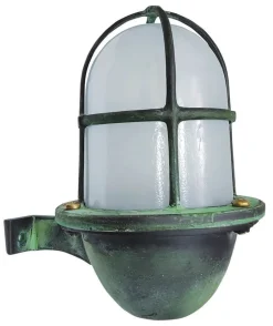 Außenleuchte Wand Messing Glas H: 18 cm IP64 E27 Grün Antik