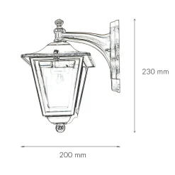Außenleuchte Wand Messing massiv in Nickel E27