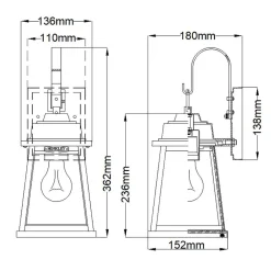 Außenleuchte Wand wetterfest H: 36,2 cm IP44 E27 Vintage