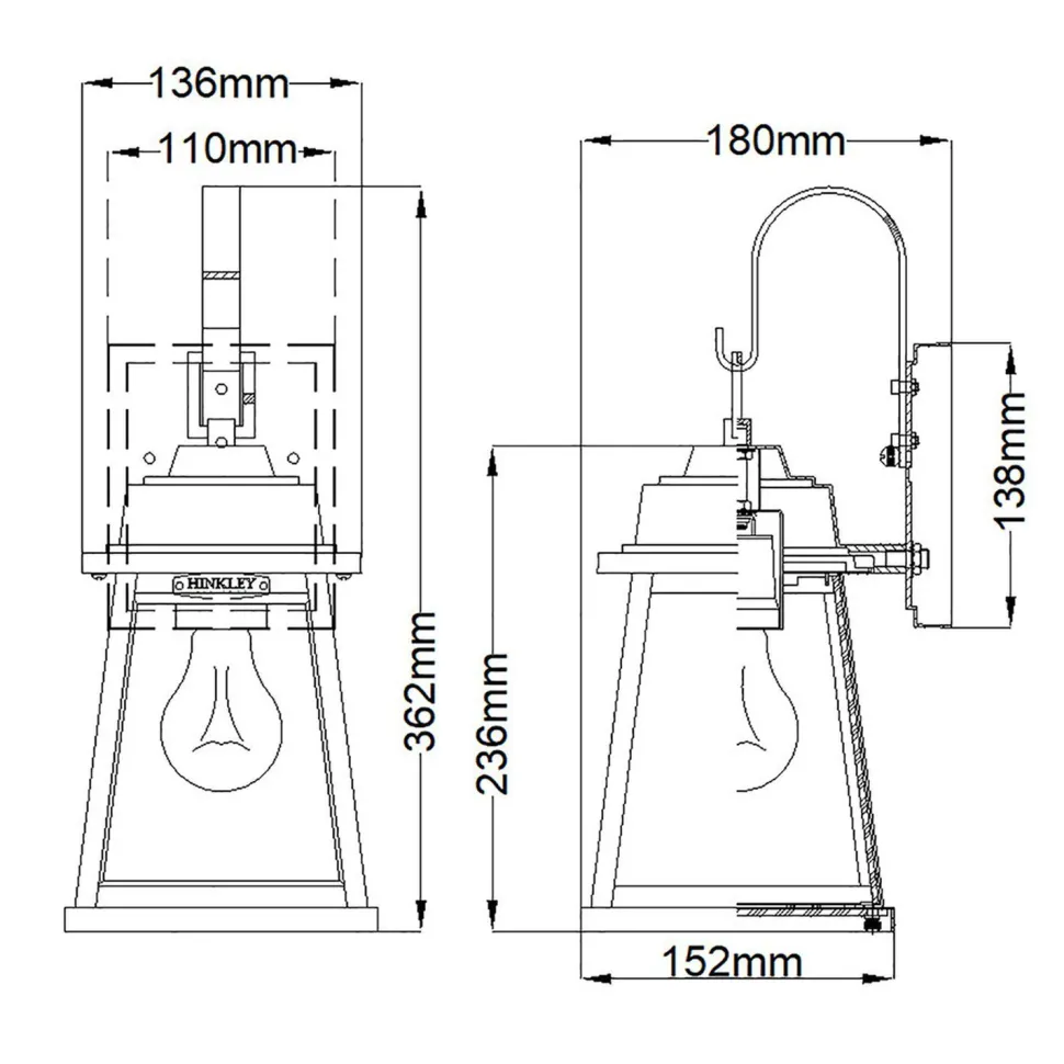 Außenleuchte Wand wetterfest H: 36,2 cm IP44 E27 Vintage