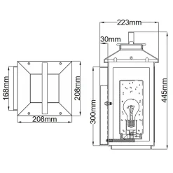 Außenleuchte Wand wetterfest H: 44,5 cm IP44 Schwarz E27