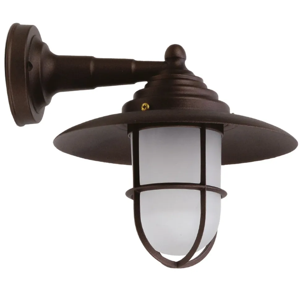 Außenwandlampe Echt-Messing Glas B: 26 cm IP43 E27 Maritim