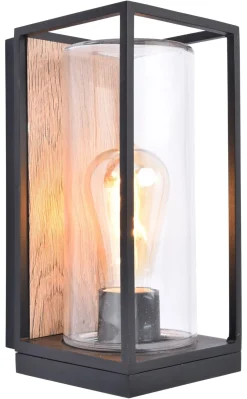 Außenwandlampe Glas Aluminium Natur Schwarz E27 IP44