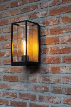 Außenwandlampe Glas Aluminium Natur Schwarz E27 IP44