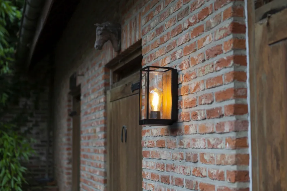 Außenwandlampe Glas Aluminium Natur Schwarz E27 IP44