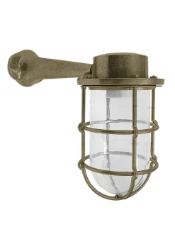 Außenwandlampe Glas Messing E27 IP44 H: 21 cm Maritim