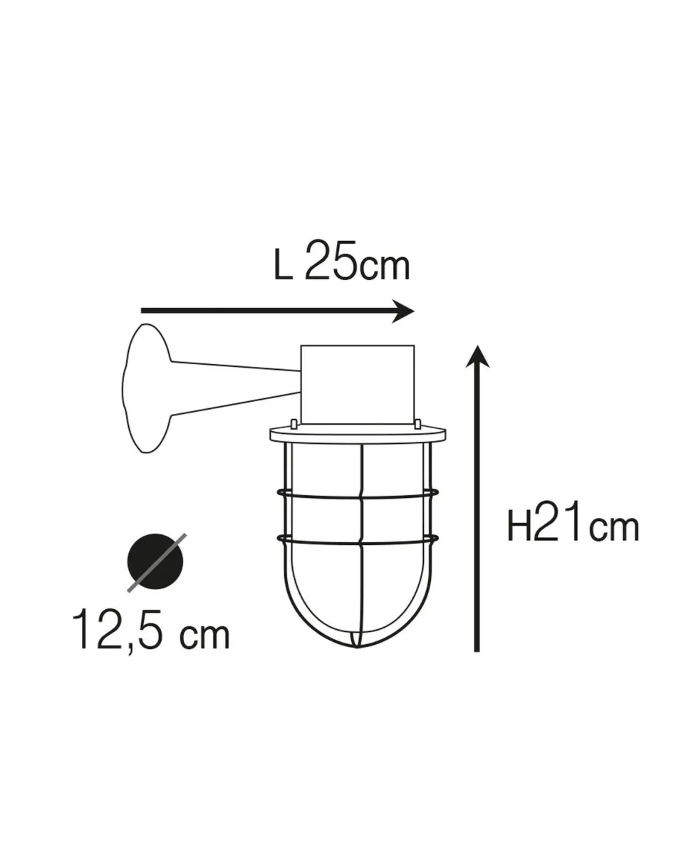Außenwandlampe Glas Messing E27 IP44 H: 21 cm Maritim