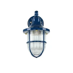 Außenwandlampe IP64 Blau Glas Messing Maritim E27