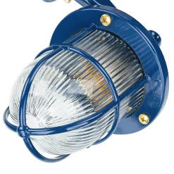 Außenwandlampe IP64 Blau Glas Messing Maritim E27