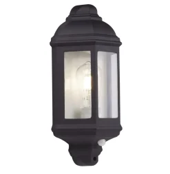 Außenwandlampe IP44 E27 Schwarz Bewegungsmelder H: 36 cm
