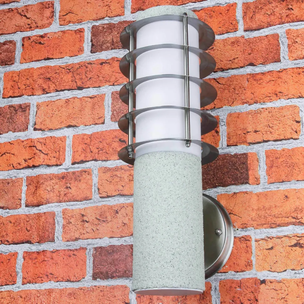 Außenwandlampe IP44 Stein Optik E27 Aluminium BRIGHTON