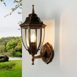 Außenwandlampe LYON Schwarz Kupfer E27 Rustikal