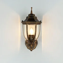 Außenwandlampe LYON Schwarz Kupfer E27 Rustikal