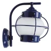 Außenwandlampe Messing massiv Glas 22 cm hoch IP23 Blau