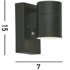 Außenwandlampe Schwarz IP44 Metall H:15 cm akzentuiert