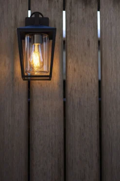 Außenwandleuchte Aluminium Glas H:28,8 cm IP44 Schwarz