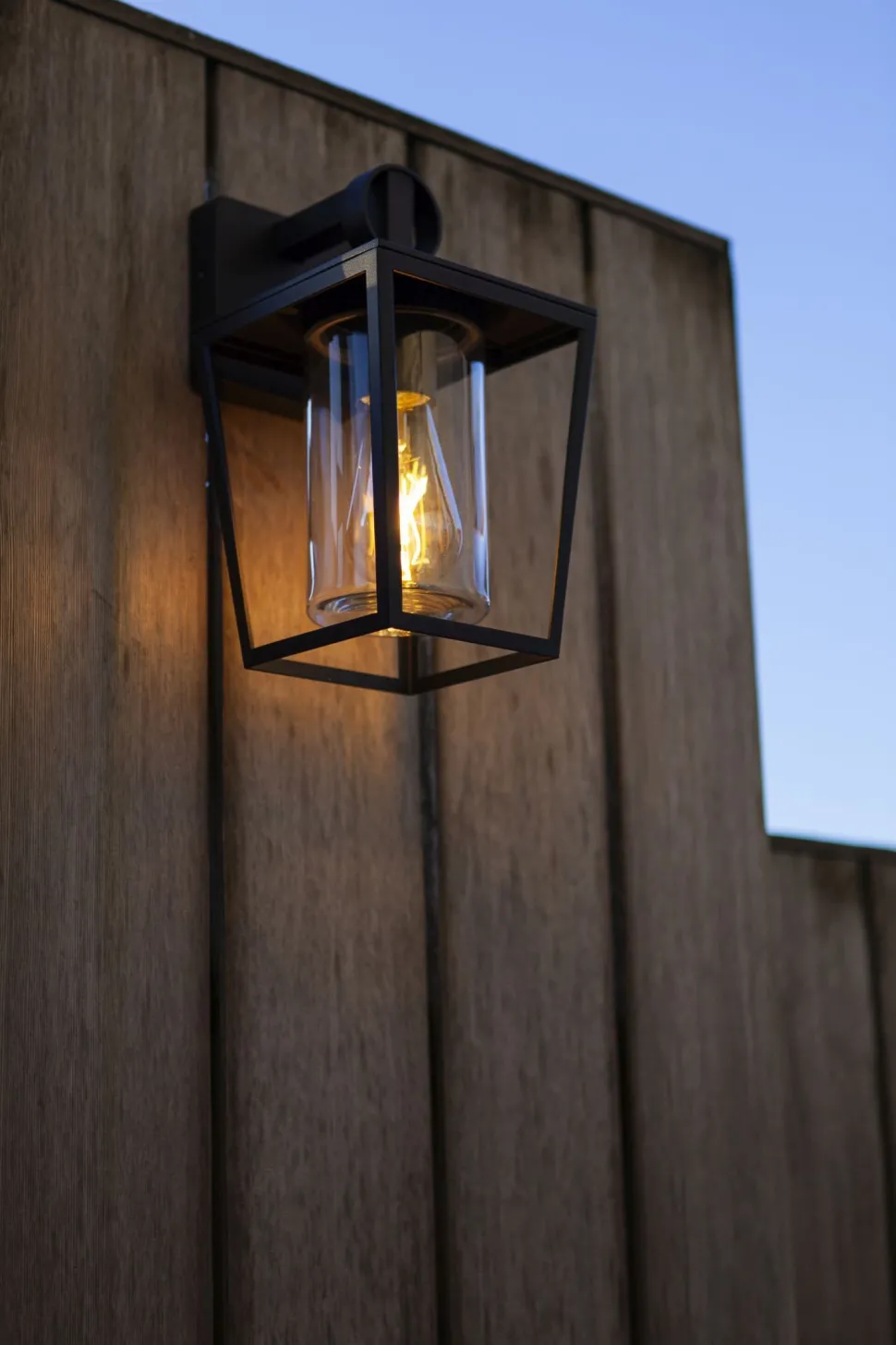 Außenwandleuchte Aluminium Glas H:28,8 cm IP44 Schwarz