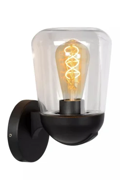 Außenwandleuchte Aluminium Glas Schwarz IP44 E27 Garten