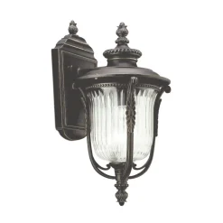 Außenwandleuchte Bronze IP44 Riffelglas Rustikal