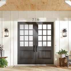 Außenwandleuchte E27 IP44 40,4 cm hoch Vintage Glas Alum