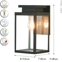 Außenwandleuchte Glas Aluminium Modern E27 IP44 H:28 cm