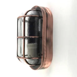 Außenwandleuchte in Kupfer antik aus Messing Glas IP64 E27