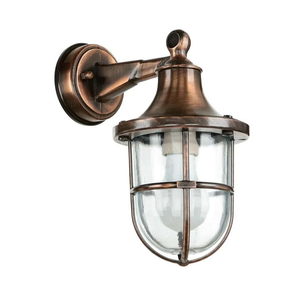 Außenwandleuchte in Kupfer antik E27 IP64 Echt-Messing