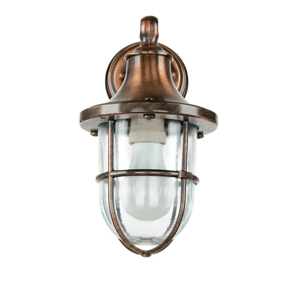 Außenwandleuchte in Kupfer antik E27 IP64 Echt-Messing