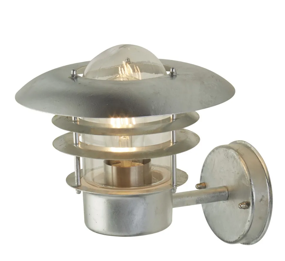 Außenwandleuchte IP44 in Silber E27 Glas Metall