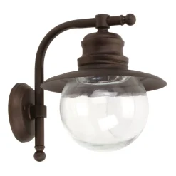 Außenwandleuchte Messing Glas E27 H: 30 cm Rostbraun Antik