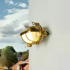 Außenwandleuchte Messing oval IP64 Maritim Haustür