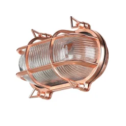 Außenwandleuchte Messing Riffelglas IP64 Kupfer E27