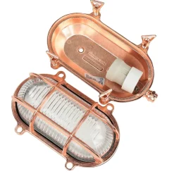 Außenwandleuchte Messing Riffelglas IP64 Kupfer E27