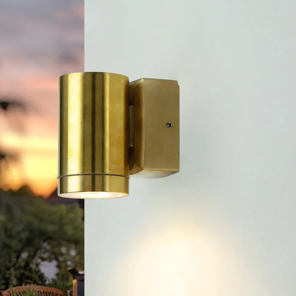 Außenwandleuchte Modern aus Messing GU10 rund Haus