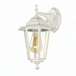 Außenwandleuchte PARIS Weiß Gold hängend Landhausstil