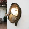 Außenwandleuchte Rund Messing Glas Maritim IP64 Haus