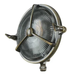 Außenwandleuchte Rund Messing Glas Maritim IP64 Haus