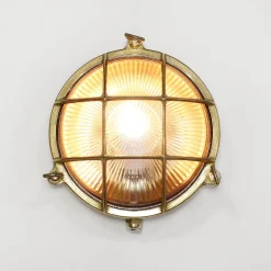 Außenwandleuchte Rund Terrasse Haus Messing Maritim