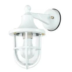 Außenwandleuchte Weiß IP64 Glas Echt-Messing E27