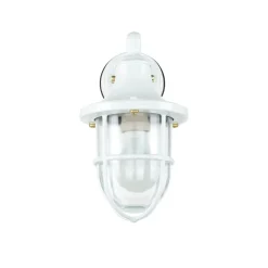 Außenwandleuchte Weiß IP64 Glas Echt-Messing E27