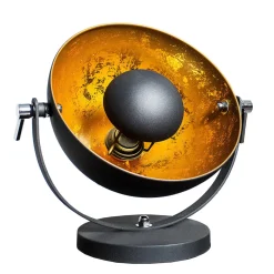 Außergewöhnliche Tischlampe Retro rund Schwarz Gold